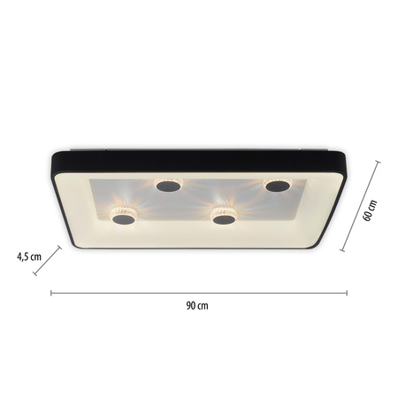 Duży nowoczesny prostokątny plafon LED 90cm x 60cm sterowany pilotem VERTIGO Just Light 14385-18