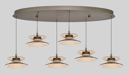 Lampa wisząca szóstka owalna Crema brąz / klosz coffee Aviano Lighting 7058-621