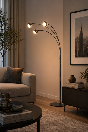 Lampa podłogowa trójka Biarritz czarny chrom Aviano Lighting 3047-305