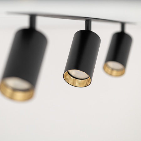 Czarna listwa podtynkowa trzy ruchome czarne tuby AMIS BLACK 3XGU10 Tk Lighting 10808