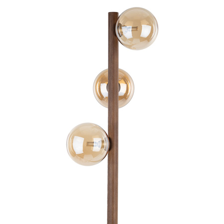 Drewniana lampa podłogowa ze szklanymi kloszami 3xG9 ESTERA WOOD ORZECH BURSZTYN Tk Lighting 16151