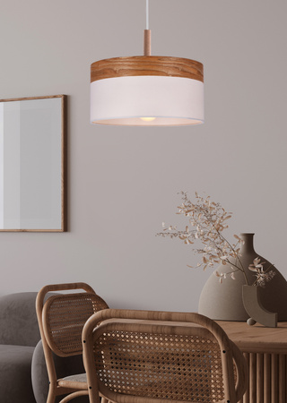 ORTO LAMPA WISZĄCA BIAŁY+DREWNIANY 1X60W E27 ABAŻUR BRĄZOWY+BIAŁY Candellux 31-27795