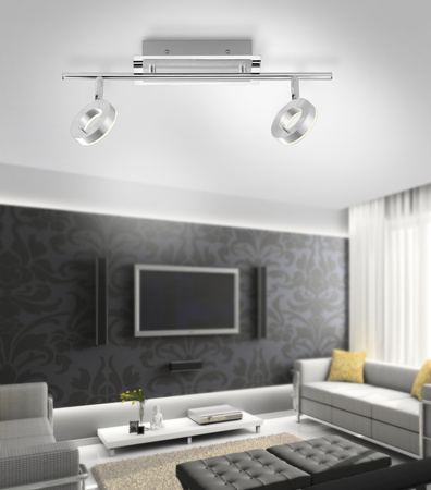 Podwójna lampa listwa sufitowa do łazienki w kolorze aluminium LED 3000K IP44 SILEDA Paul Neuhaus 6781-96