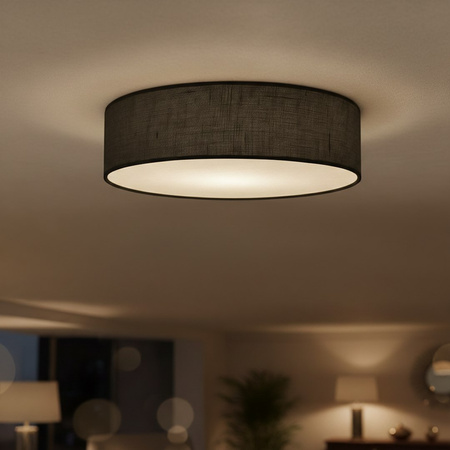 Czarna okrągła 50cm lampa sufitowa z ratanu Marshall 3xE27 Ø50cm Milagro MLP2426