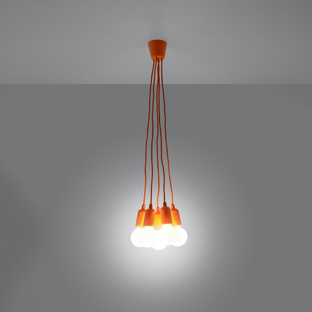 Lampa wisząca DIEGO 5 pomarańczowy Sollux SL.0586