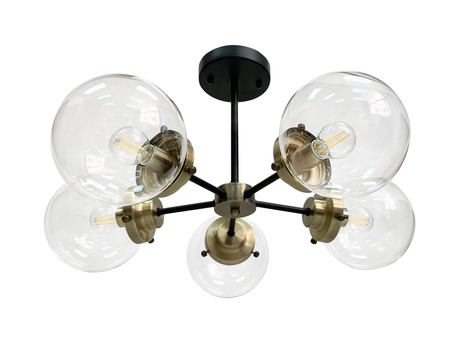 Lens lampa sufitowa czarny+patynowy 5x40w e14 klosz bezbarwny Candellux 35-01306