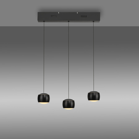 Lampa wisząca trzy wiszące czarne kule na belce z funkcją SwitchMo i ComfortLift BALLINI Just Light 15261-18