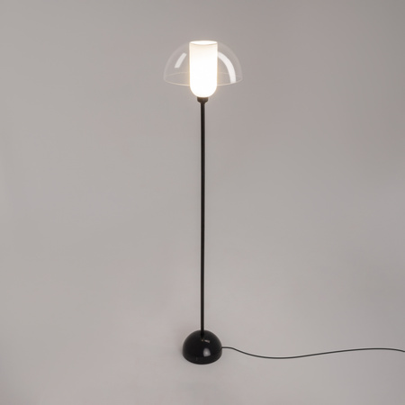 Czarna lampa podłogowa ze szklanym transparentnym kloszem Memory MOD177FL-01B Maytoni