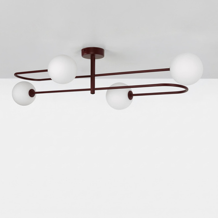 Burgundowa lampa sufitowa z czterema kulami BALU Kaja Lighting K-6021