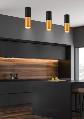 LAMPA SUFITOWA TUBA 1X15W GU10 5,8/12 CZARNO ZŁOTA Candellux 2281728