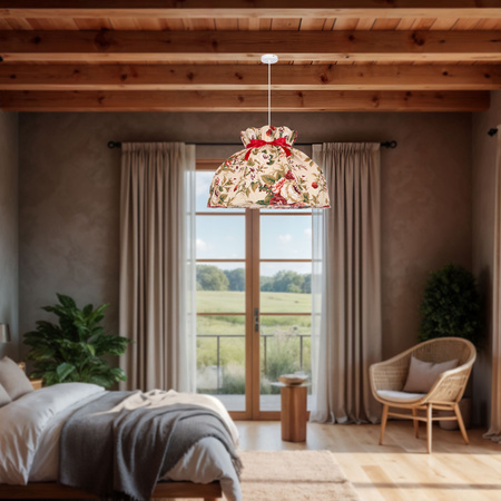 ROZANO lampa wisząca biały 1x40W E27 abażur kwiatowy Candellux 31-39392
