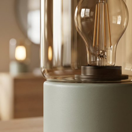 Szałwiowa lampka stołowa z bursztynowym szkłem VERA Kaja Lighting K-5984