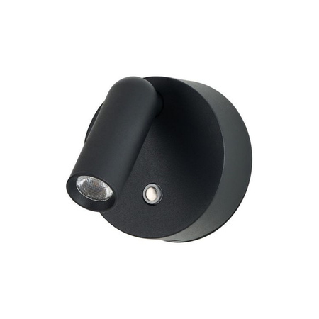 Czarny ruchomy kinkiet z włącznikiem LED 3000K COMO ROUND WALL BK AZZARDO AZ5630