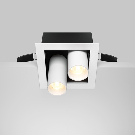 Biała kwadratowa wpuszczana lampa z dwoma ruchomymi reflektorami LED 3000K Magnum DL094-02-7W3K-W Maytoni