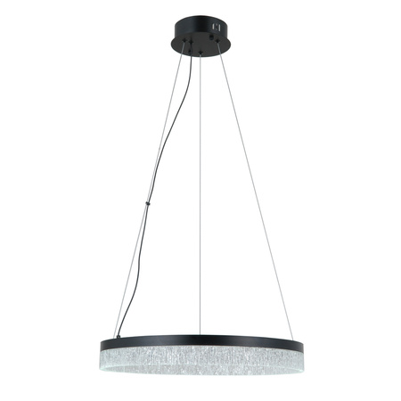 Lampa wisząca czarny okrąg 50cm z dodatkiem akrylu LED 3 barwy światła Pantal Italux PND-34533-M-BK