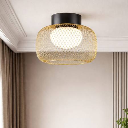 Lampa sufitowa okrągła 25cm siatkowa złota metalowa obudowa wraz z białym kloszem SOPRA 25 1xGX53 Candellux Studio 31-50984