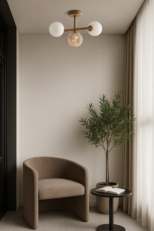 Beżowa lampa sufitowa z kulistymi kloszami LEMO Kaja Lighting K-5845