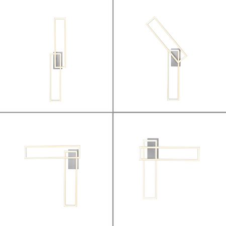 Lampa sufitowa srebrne dwie ramki LED prostokątne z funkcją ściemniania SwitchMo IVEN Just Light 14691-55