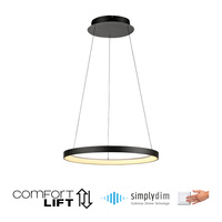 Lampa wisząca czarny okrąg 57cm LED 3000K z wbudowanym ściemniaczem HOOP Paul Neuhaus 2851-18
