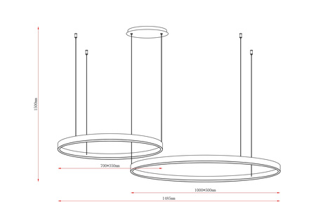 Lampa wisząca dwa złote owalne ringi ISAK LED 3000K Zuma Line 250067-GD