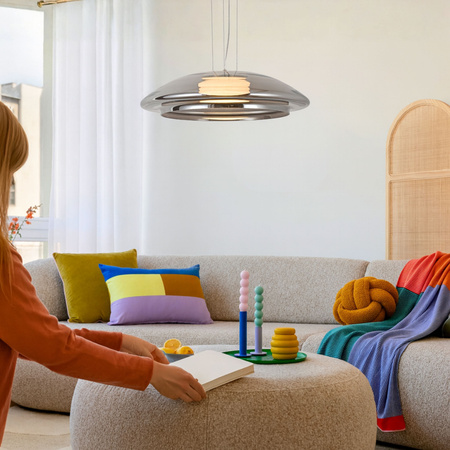 Lampa wisząca z szerokim szklanym dymionym kloszem OMBRE 34 satynowy złoty 1xGX53 Candellux Studio 31-51103