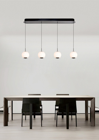 Lampa wisząca czwórka prosta LED Luberon czarny chrom Aviano Lighting 7051-405