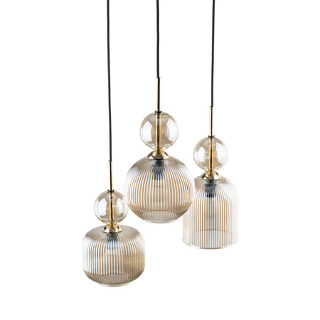 Lampa wisząca potrójna koniakowe ryflowane klosze SOPHIA COGNAC 3xE14 Tk Lighting 11041