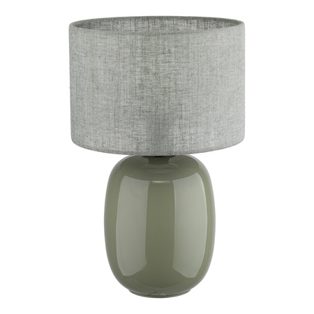 Lampka stołowa szklana w kolorze oliwkowym z lnianym abażurem 1xE27 MELODY OLIVE Tk Lighting 16183