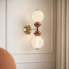 Kinkiet podwójny z elementami ceramiki FLORES mosiężny+brązowy 10W LED 3000K Candellux Studio 22-50700