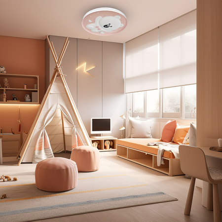 Lampa sufitowa plafon do pokoju dziecięcego BEAR PINK 34W LED Milagro ML0247