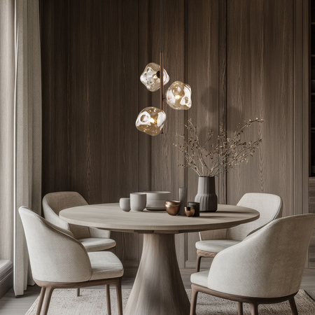 Lampa wisząca z trzema niregularnymi szklanymi kloszami na jedym zwisie LAVA BROWN 3xG9 Tk Lighting 11036