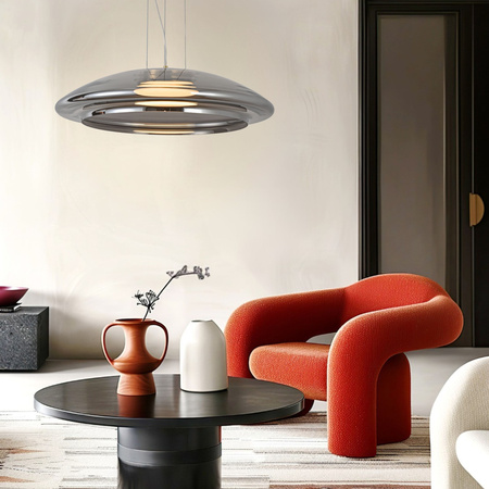 Lampa wisząca z dużym szklanym dymionym kloszem zewnętrznym oraz białym wewnętrznym OMBRE 42 1xGX53 Candellux Studio 31-51097