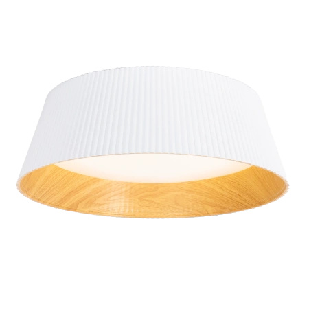 Biały karbowany plafon o średnicy 46cm z imitacją drewna Fabio Maxlight C0283