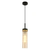 Lampa wisząca pojedyńcza czarna z tubowym miodowym szklanym kloszem Malika 1xE27 PL0140-1 Yaskr