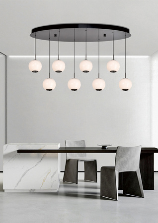 Lampa wisząca owalna ósemka LED Luberon czarny chrom Aviano Lighting 7051-805