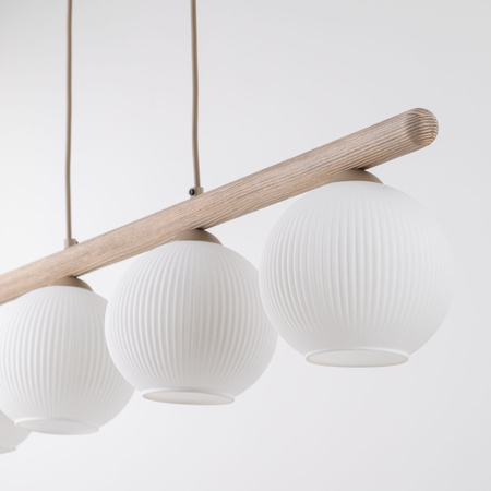Lampa wisząca cztery ryflowane klosze na belce VIRLO WHITE 4xE14 Tk Lighting 11080