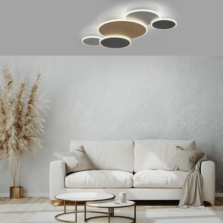 Lampa sufitowa pięć połączonych kół w różnych odcieniach Q-PIATO Paul Neuhaus 8008-70 sterowana pilotem lub smartfonem