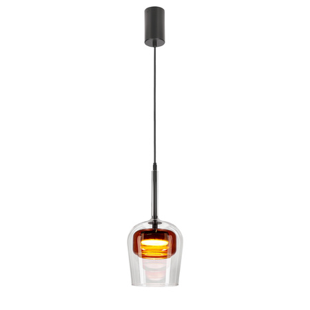 Lampa wisząca pojedyńcza z podwójnym kloszem bezbarwnym i brązowym GLAXI 1xGX53 Candellux Studio 31-50397