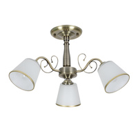 LOSANNA LAMPA WISZĄCA PATYNOWY 3X40W E14 KLOSZ BIAŁY Z OBWÓDKĄ Candellux 33-26590