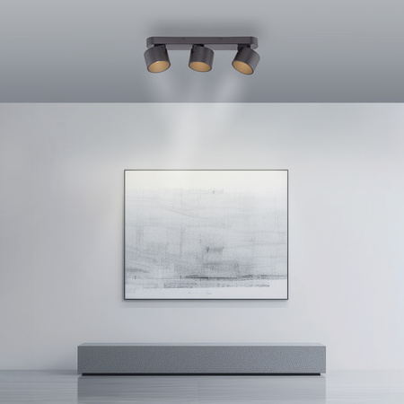 Czarna podłużna lampa sufitowa trzy tuby LED 2700K PURE CUP Paul Neuhaus 6227-18