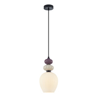 Lampa wisząca pojedyńcza o średnicy 17,5cm 1xE27 Domali Italux PND-36816-1B-BK-WH