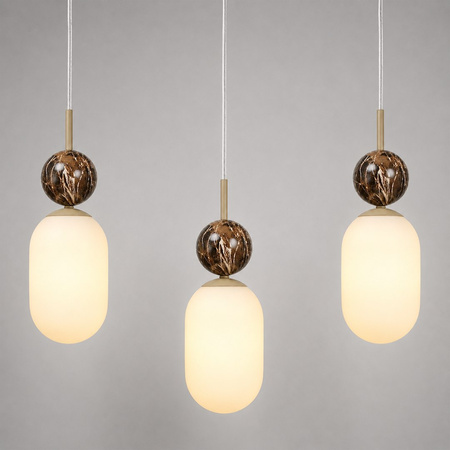 Lampa wisząca potrójna na listwie z imitacją marmuru Crema 3xE14 Milagro MLP2813