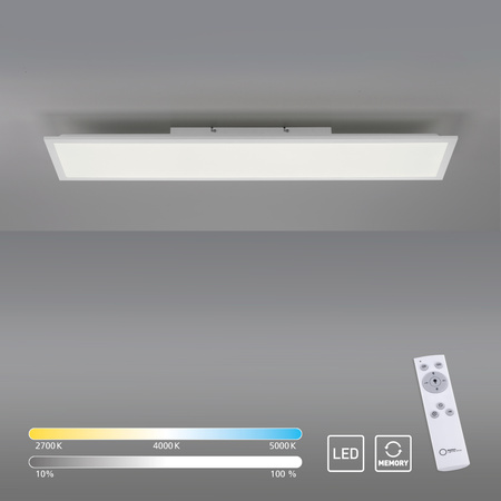Prostokątna biała lampa sufitowa 100x25cm FLAT Just Light 16534-16-O sterowana pilotem