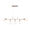 Złota podłużna lampa wisząca z białymi kulami Erich MOD221PL-05G Maytoni