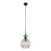 Lampa wisząca karbowany szklany koniakowy klosz z dodatkową zieloną małą kulą SOPHIA BIG GREEN COGNAC 1xE27 Tk Lighting 10930
