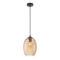 Lampa wisząca z bursztynowym kloszem o nieregularnej fakturze 1xE27 Novala Italux PND-3031-1-BRO-AMB