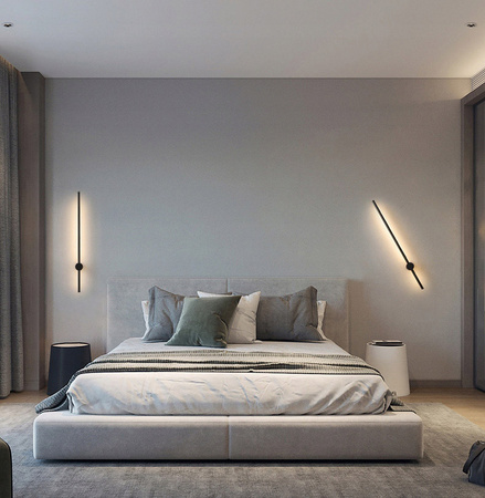 Nowoczesny czarny kinkiet 90 cm LED 3000K podświetlający ścianę 12W regulowany