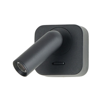 Czarny kinkiet LED 3000K z wbudowanym przełącznikiem LUGANO SQUARE WALL BK AZZARDO AZ5655