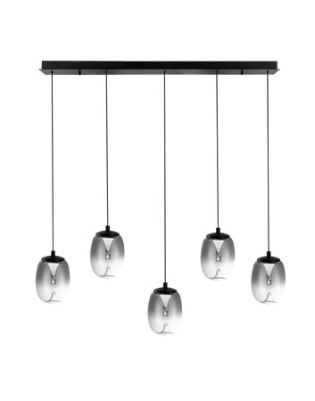 Lampa wisząca PAMELA 11 LINE 5 AZ6269 – czarna listwa LED z dymionymi kloszami