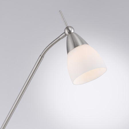 Srebrna lampa podłogowa z elastycznym ramieniem i szklanym kloszem na dotyk PINO 1xG9 Paul Neuhaus 400-55